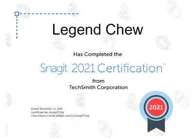 Snagit 2021 Certification - Legend Chew