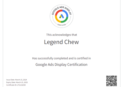 Google Ads Display Certification by Legend Chew